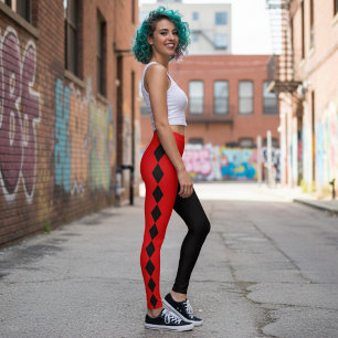 Red and Black Diamond Harlequin  Leggings
