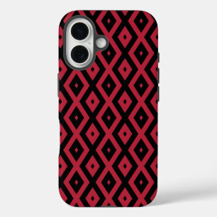 Red and black diamond pattern iPhone 16 case