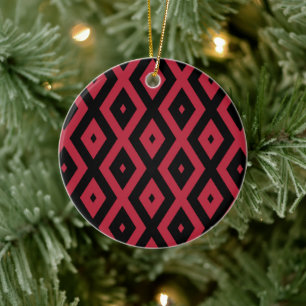 Red and black diamond pattern ceramic tree decoration