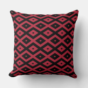Red and black diamond pattern cushion