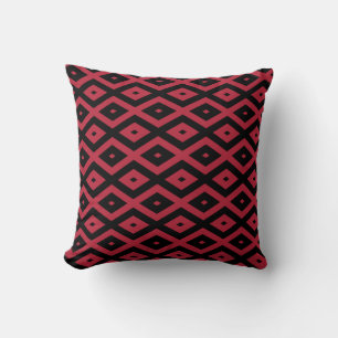 Red and black diamond pattern cushion
