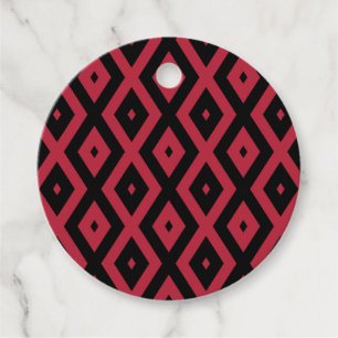 Red and black diamond pattern favour tags