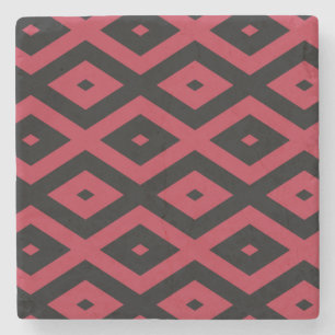 Red and black diamond pattern stone coaster