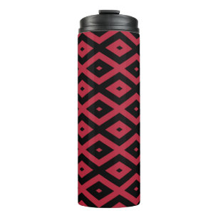 Red and black diamond pattern thermal tumbler