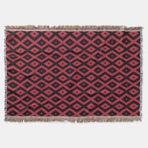 Red and black diamond pattern throw blanket