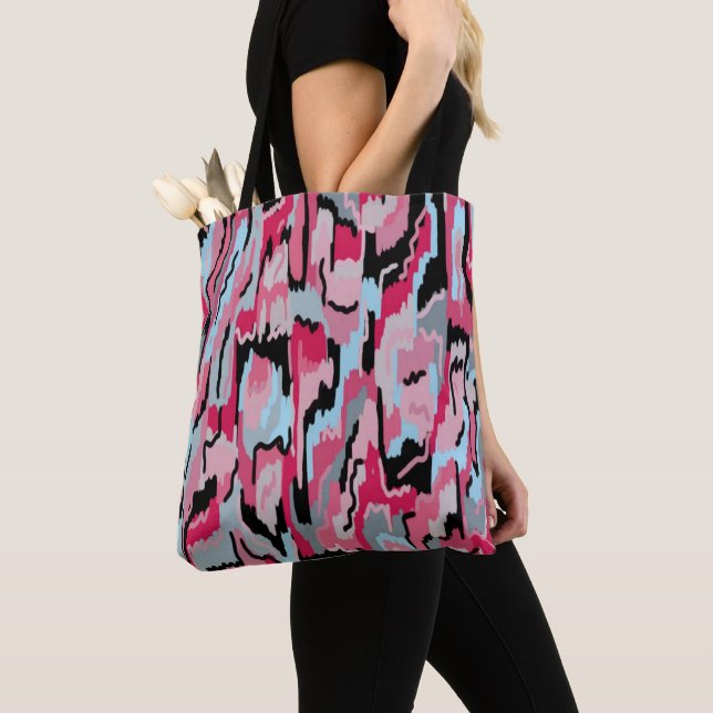 Red and Black Digital Print  Tote Bag (Close Up)