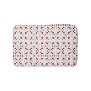 Red and Black Doodle Hearts Geometric Love  Bath Mat