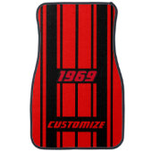 Red and Black Double Race Stripes | Personalise Car Mat (Front)