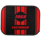 Red and Black Double Race Stripes | Personalise Car Mat (Rear)