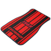 Red and Black Double Race Stripes | Personalise Car Mat (Angled)
