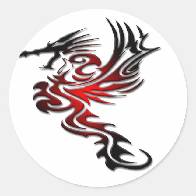 Red and Black Dragon Classic Round Sticker (Front)