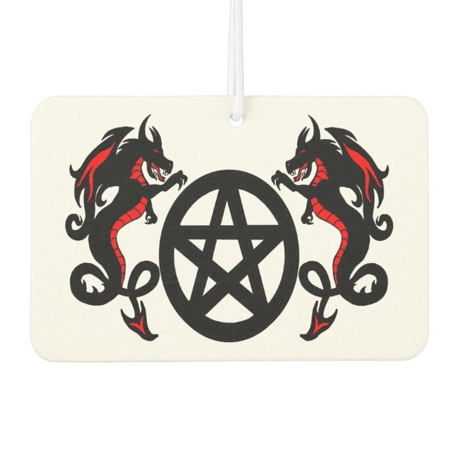 Red and Black Dragons and Pentacle Car Air Freshener (Front)