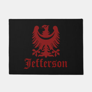 Red and Black Eagle Crest Custom Door Mat