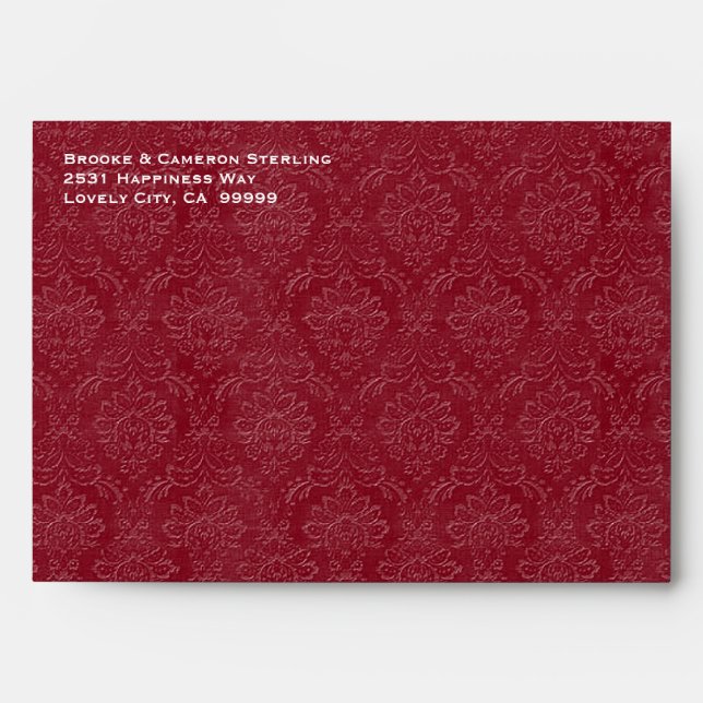 Red and Black Embossed Look Damask Invitation G700 Envelope (Front)