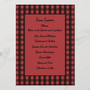 Red and Black Farmhouse Check Menu Card