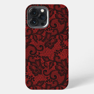 Red And Black Faux Lace iPhone 13 Pro Max Case