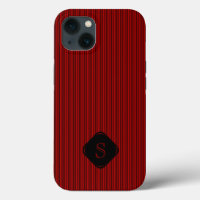 Red and black fine vertical stripes monogram