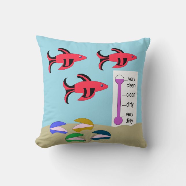 Red and Black Fish with 4 Clams: Cushion (Front)