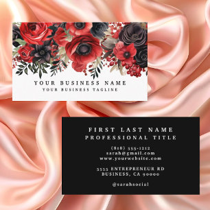 Red and Black Floral Business Card