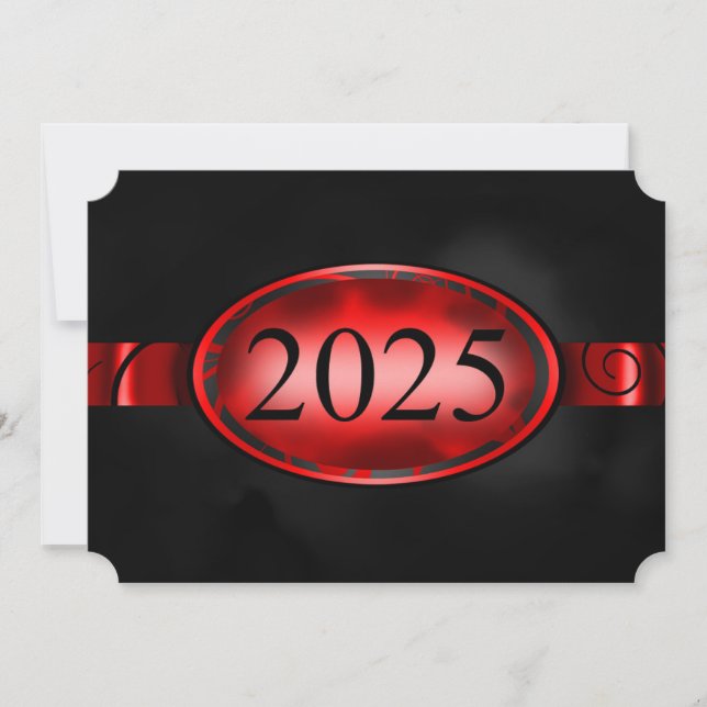 Red and Black Floral Button 2025 Card (Front)
