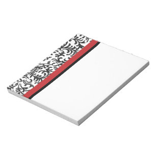Red and Black Floral Damask Pattern Notepad