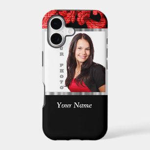 Red and black floral damask template