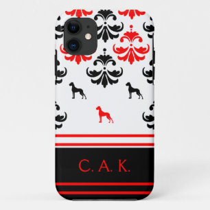 Red and black floral Great Dane Patternd Case-Mate iPhone Case