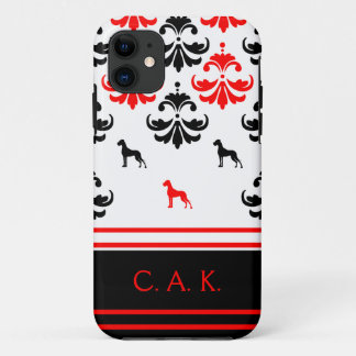 Red and black floral Great Dane Patternd Case-Mate iPhone Case