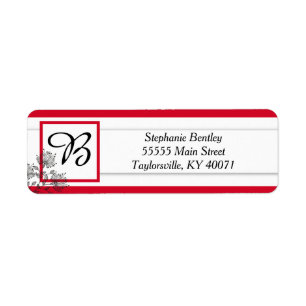 Red and Black Floral Return Address Label