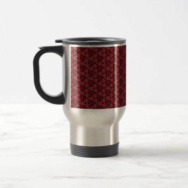 Red and Black Floral Show Travel Mug (Left)