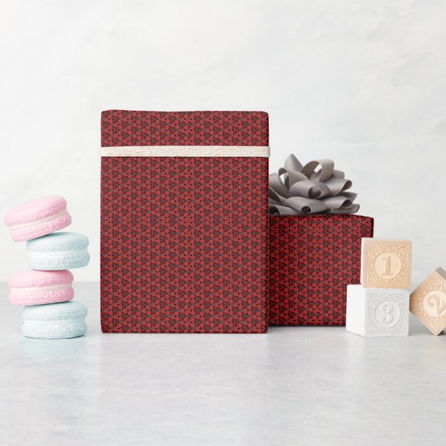 Red and Black Floral Show Wrapping Paper (Baby Shower)