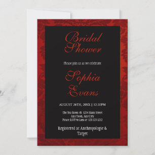 Red and Black Floral Victorian Bridal Shower Invitation