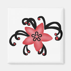 Red and black flower magnet