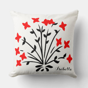Red and Black Flowers customisable decorative Cushion