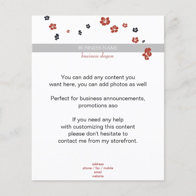 Red and Black Flowers on White Elegant Flyer (Front)