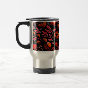 red and black flowers travel mug