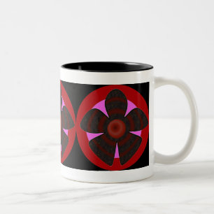 red and black flowers Two-Tone coffee mug