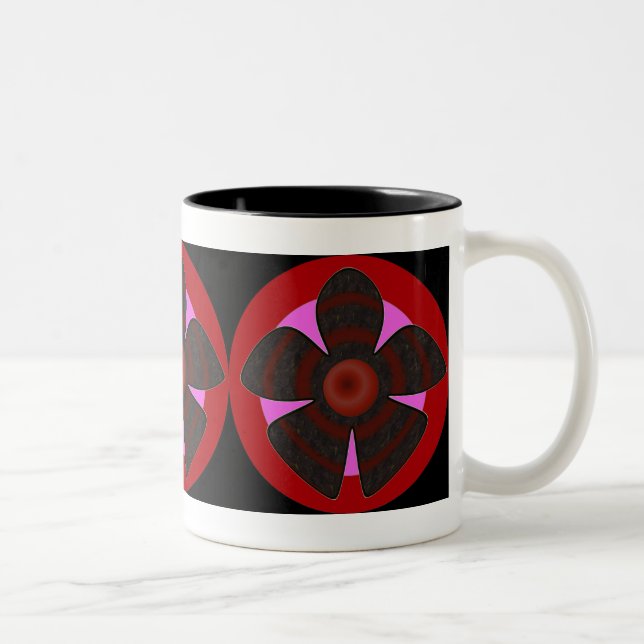 red and black flowers Two-Tone coffee mug (Right)