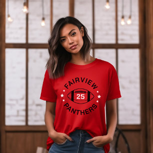 Red and Black Football Player Jersey Number T-Shirt