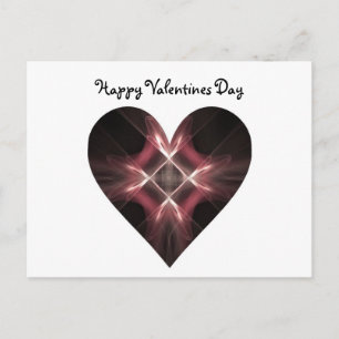 Red and Black Fractal Art Heart Valentine Holiday Postcard