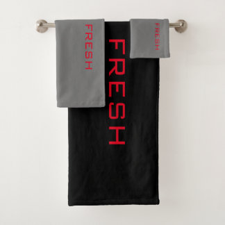 Red And Black FRESH Bath Towel Set