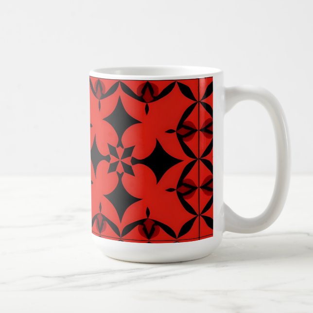 Red and Black Geometric Abstract Art  Coffee Mug (Right)