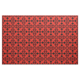 Red and Black Geometric Abstract Art Fabric
