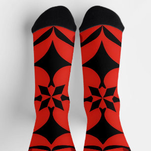 Red and Black Geometric Abstract Art Socks