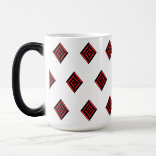 Red and Black Geometric Diamond Pattern Modern Tot Magic Mug