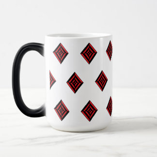 Red and Black Geometric Diamond Pattern Modern Tot Magic Mug