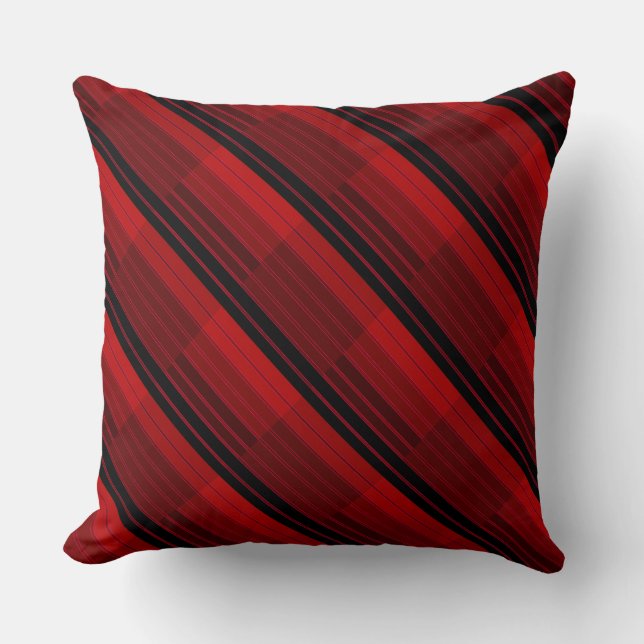 Red and Black Geometric Patchwork Quilt Cushion (Front)
