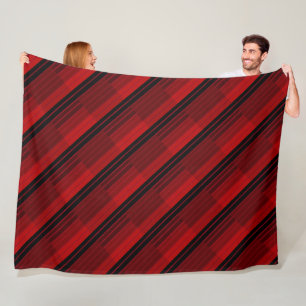 Red and Black Geometric Patchwork Quilt  Fleece Blanket