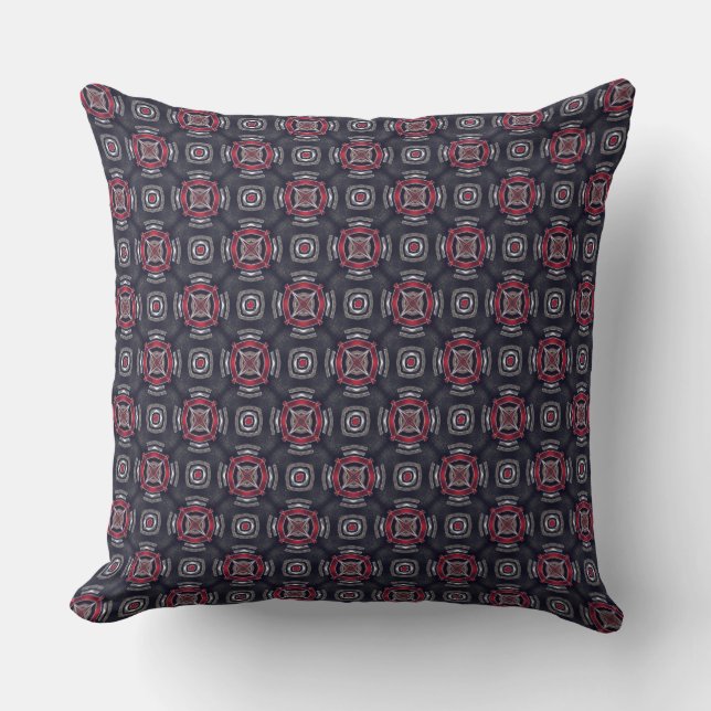 Red and Black Geometric Pattern Cushion (Front)