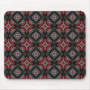 Red and Black Geometric Pattern Mouse Pad